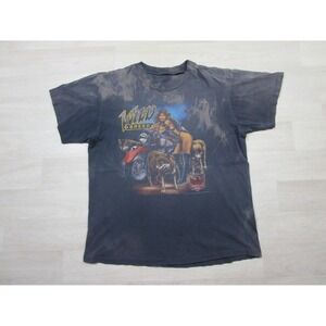 Vintage 3D Emblem T Shirt (L) "Wild Breed" American Biker Zanesville, Ohio Faded